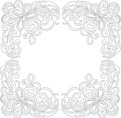 Elegant double-line lace corner flourishes with intricate, symmetrical designs. Perfect for invitations, certificates, wedding decor, and vintage-style projects. Delicate, ornamental.