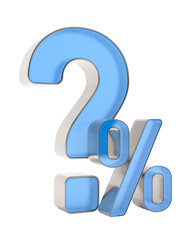 Unknown percent on white background. Isolated 3D illustration