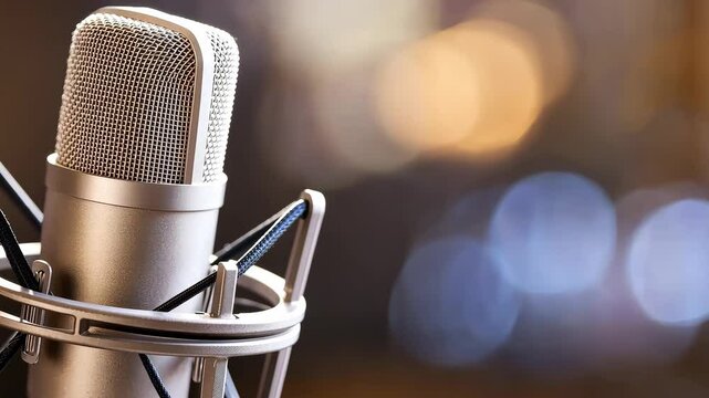 Professional Microphone with Pop Filter in a Studio Setting