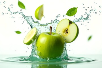 Fresh green apple splash a burst of healthy refreshment crisp vibrant