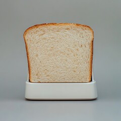 A single slice of toasted bread in a white toaster