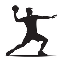Confident Handball Player silhouette, controlling the game with skill - Handball illustration - Minimalist Handball vector - Master of the court

