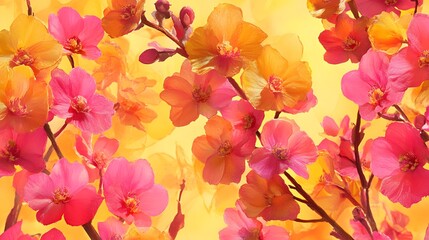 Vibrant Pink and Orange Blossom Flowers Spring Floral Background