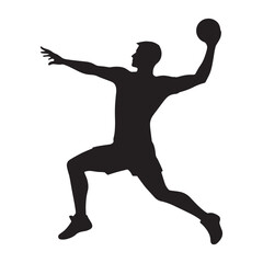 Victory-Seeking Handball Player silhouette, dominating the court - Handball illustration - Minimalist Handball vector - Aiming for greatness

