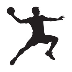 Skilled Handball Player silhouette, preparing for a strong throw - Handball illustration - Minimalist Handball vector - Precision in action

