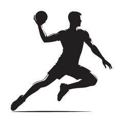 Agile Handball Player silhouette, dodging defenders with precision - Handball illustration - Minimalist Handball vector - Game in motion

