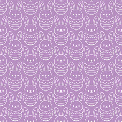 Easter bunny eggs. Seamless vector pattern for fabric design, wrapping paper, wallpapers.  Hand drawn.