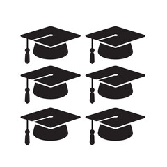    set of vector graduation hat with diploma icon