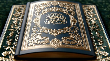 Close-up of Ornate Quran with Gold Embellishments