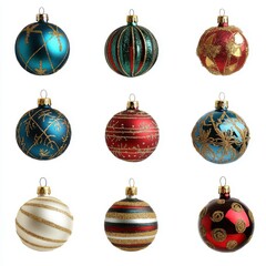 Shiny red and gold Christmas bauble set for holiday decoration