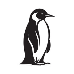 Naklejka premium Black Color Penguin Silhouette Vector Illustration, Solid White Background