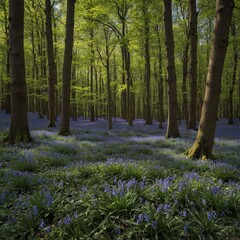 A breathtaking carpet of bluebells covering the forest floor in spring.