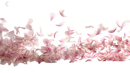 Petal Cascade: A delicate ballet of pink petals gracefully floats in the air, forming a soft and enchanting wave of floral beauty, a perfect representation of nature's gentle charm.