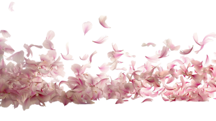 Petal Cascade: A delicate ballet of pink petals gracefully floats in the air, forming a soft and enchanting wave of floral beauty, a perfect representation of nature's gentle charm.