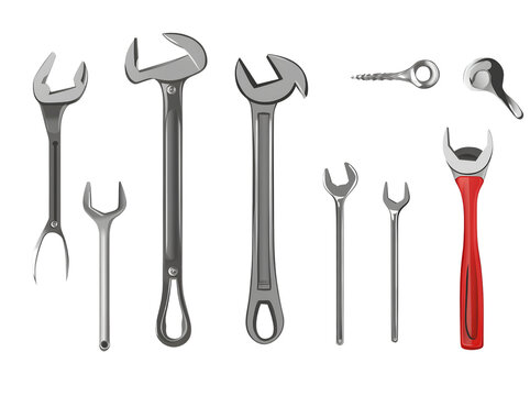  Set of tools, pliers, and a wrench on a transparent background png  - Powered by Adobe