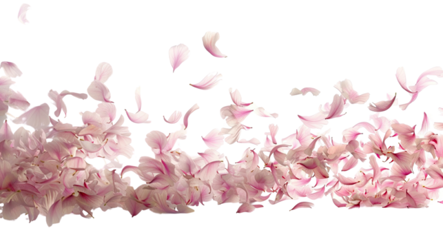 Petal Cascade: A delicate ballet of pink petals gracefully floats in the air, forming a soft and enchanting wave of floral beauty, a perfect representation of nature's gentle charm.
