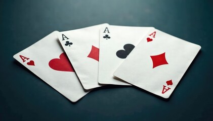 Obraz premium Four aces displayed in a square formation on a surface , diamonds, four