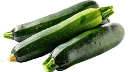 Fresh Zucchinis: A group of freshly picked zucchinis, their vibrant green hues standing out with the light. A display of natural freshness