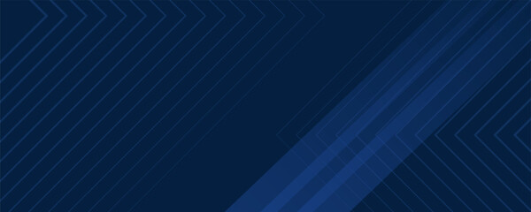 Obraz premium Abstract dark blue geometric background with diagonal overlapping lines and arrow patterns. Modern and sleek design, perfect for business or technology themes.