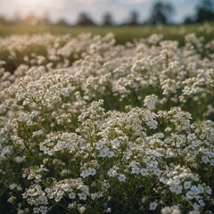 A field of delicate baby&rsquo;s breath flowers with a dreamy soft-focus background.
