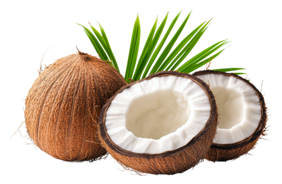 Coconut harvesting in tropical locations a natural perspective isolated on transparent background