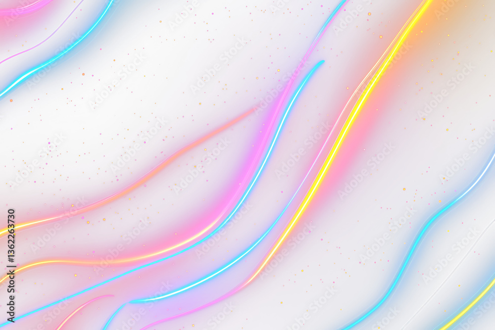 Poster abstract neon light waves and particles.