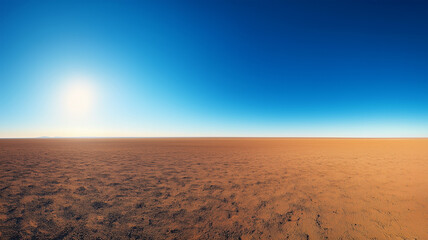 砂漠の地平線と青空が描く地球の広がり