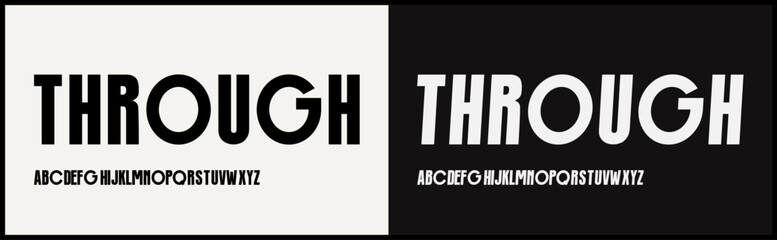 Condensed sans serif vector font. Alphabet with simple and minimalist uppercase. 