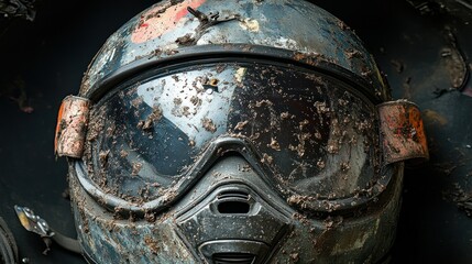 Dirty motocross helmet