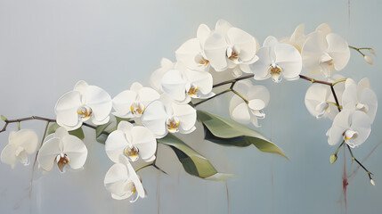 Fototapeta premium Thick brush strokes impressionistic flower orchid background poster decorative painting 