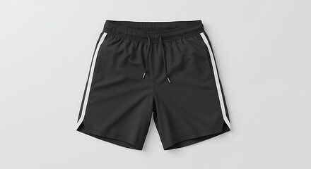 Black Athletic Shorts with White Stripes,  Sporty and Comfortable Summer Wear