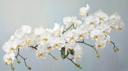 Obraz premium Thick brush strokes impressionistic flower orchid background poster decorative painting 