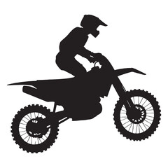 Fototapeta premium Unstoppable Motocross Rider silhouette, tearing through the competition - Motocross Rider illustration - Minimalist Motocross Rider vector - A force to be reckoned with