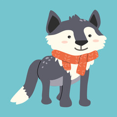 Adorable forest animals illustration featuring a cute wolf character for children's design.