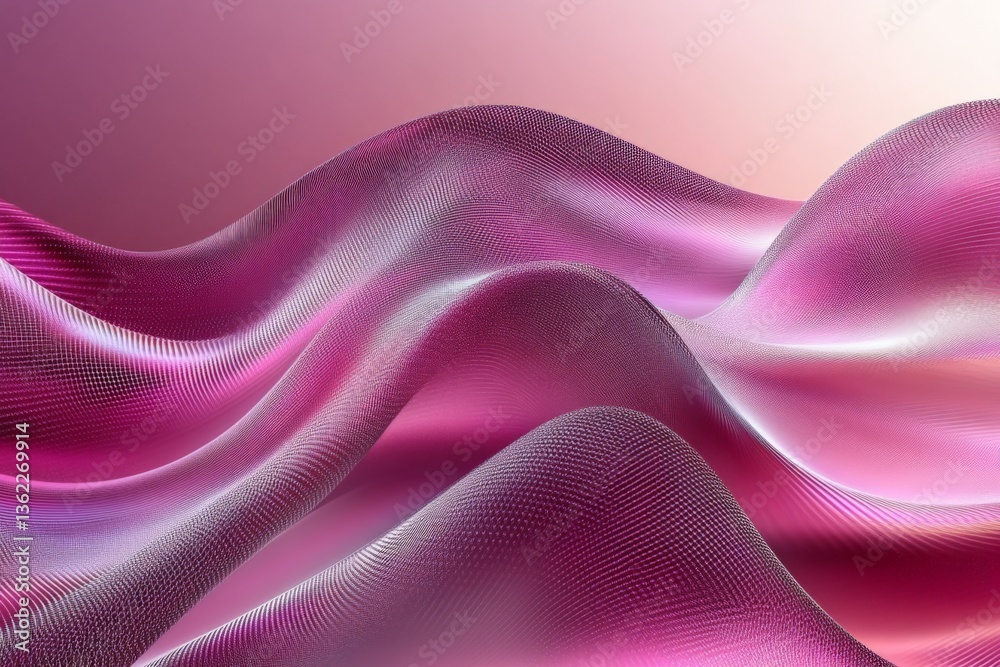 Poster Abstract digital artwork featuring flowing pink waves with a gradient background