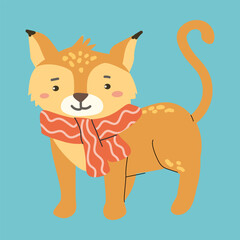 Adorable forest animal with scarf for children's design projects.