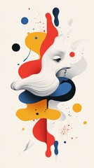 Obraz premium Abstract face with colorful shapes and dots. Creative design with soft colors. Unique artwork