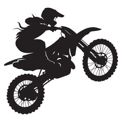 Fototapeta premium Professional Motocross Rider silhouette, racing through the track - Motocross Rider illustration - Minimalist Motocross Rider vector - High-speed action