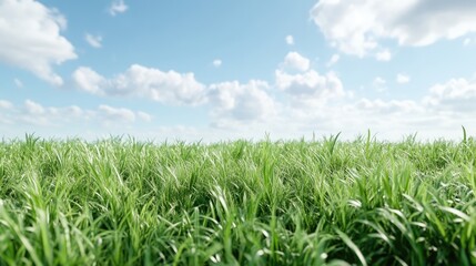 Fototapeta premium Lush green grass field under a partly cloudy sky (2)