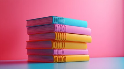 Colorful book stack on a surface