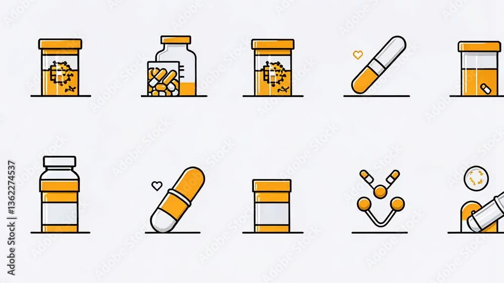 Poster minimalist health symbols in thin line design for web use generative ai