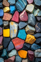 Colorful rocks arranged close together, creating an abstract textured pattern