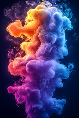 Colorful smoke pillar against dark background