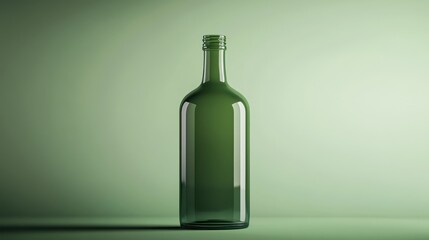 Blank green glass bottle for mockup or photography