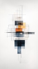 Geometric art layered squares, rectangles, and lines forming a modern abstract design