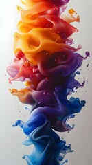 Colorful inks intertwine, creating abstract waves
