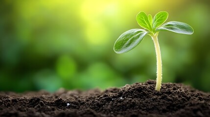 Fototapeta premium Young Sprout Growing in Soil, New Life, Seedling