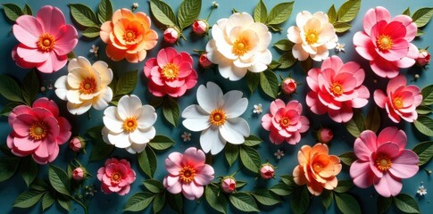 Fototapeta premium Artificial flowers wall with intricate details and soft lighting, flowers, floral arrangement