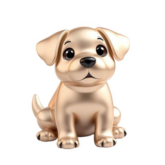 3d gradient  silver cartoon dog icon isolated on white