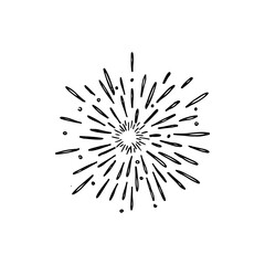 Fototapeta premium Firework burst or an explosion effect doodle element, vector hand-drawn.